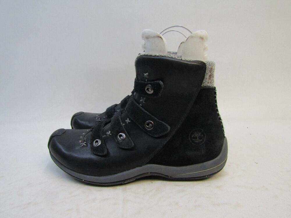 Timberland Womens Size 7 Black Leather Smart Wool Ankle Fashion Boots